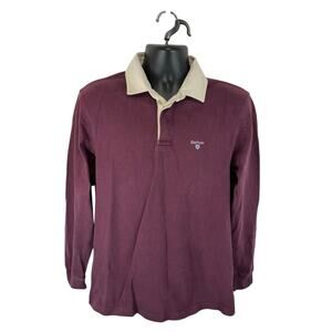 Barbour Polo Shirt Longsleeve Maroon Size Large Preppy Rugby